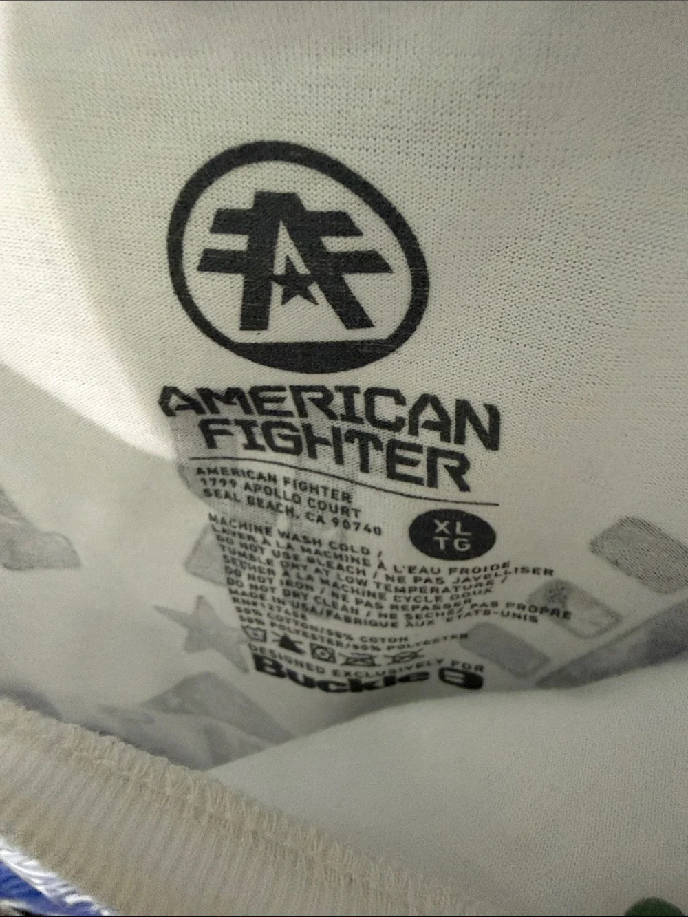 American Fighter White and Blue Graphic Short Sleeve Tee - Picture 2 of 4
